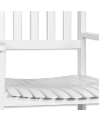 Seagrove Farmhouse Classic Slat-Back 350-LBS Support Acacia Wood Outdoor Rocking Chair, White