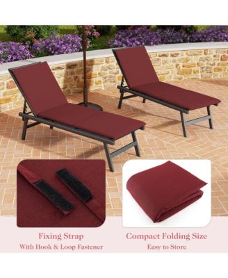1 PCS Outdoor Chaise Lounge Cushion with Hook & Loop Fastener Fixing Straps Patio