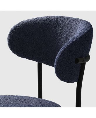 Mid-Century Modern Upholstered Sherpa Round Dining Chairs (Set of 6)