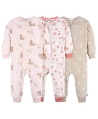 Baby Girls Baby Baby Footless Fleece Pajamas, 3-Pack