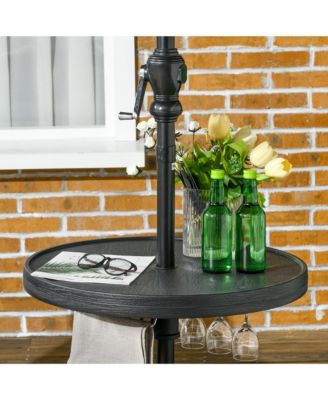 23.5" Umbrella Table Tray with Wine Glass Holder and Towel Rack