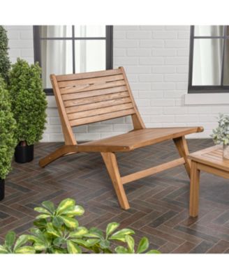 Leo Mid-Century Modern Wood Armless Outdoor Patio Chair, Natural