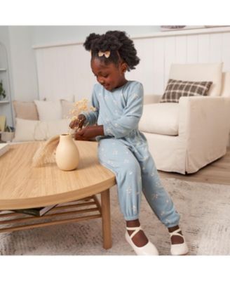 Baby Girls Soft Hacci Long Sleeve Floral Jumpsuit