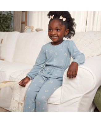 Baby Girls Soft Hacci Long Sleeve Floral Jumpsuit