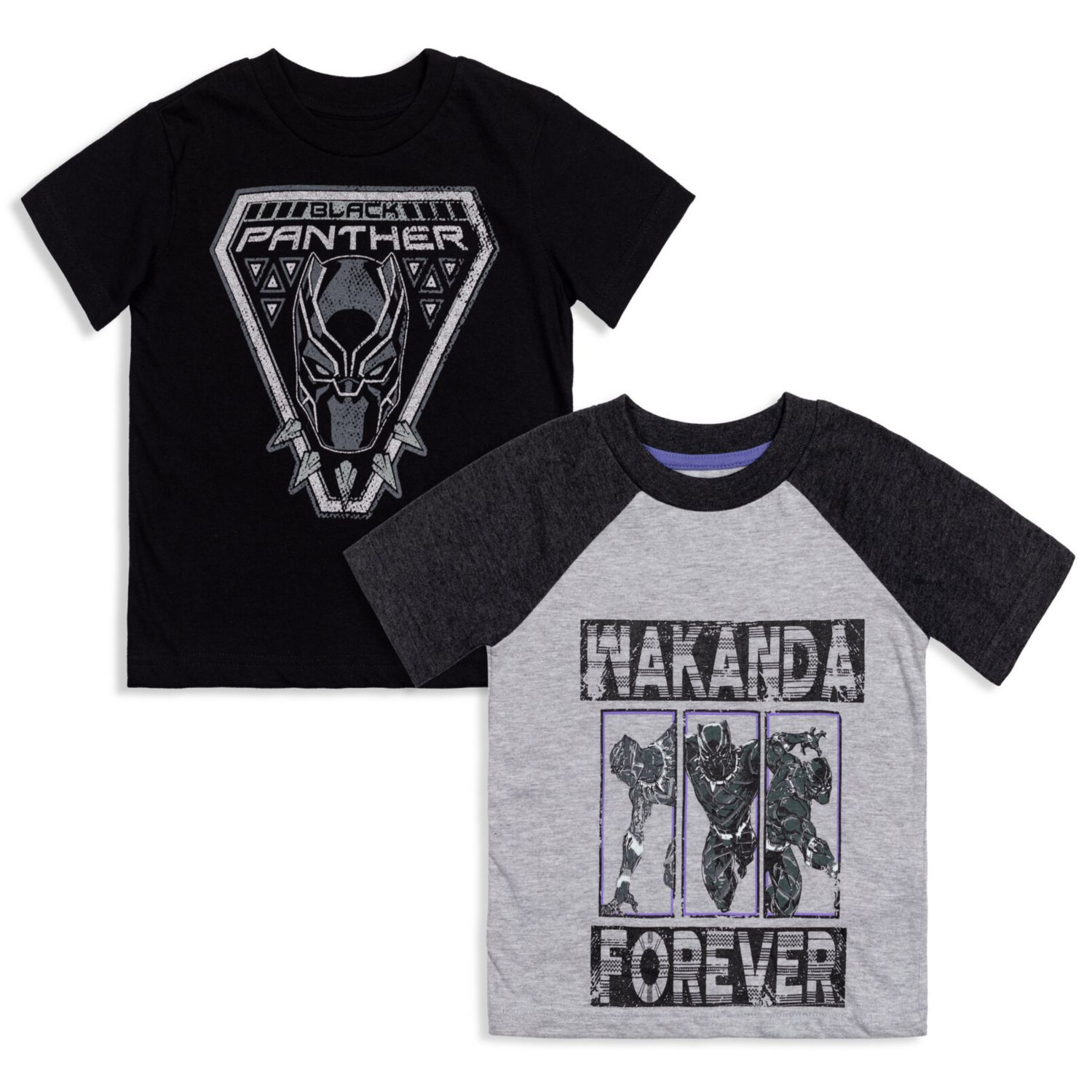 Boys Marvel Spider-Man Black Panther Iron Man Hulk Captain America 2 Pack Graphic T-Shirts to