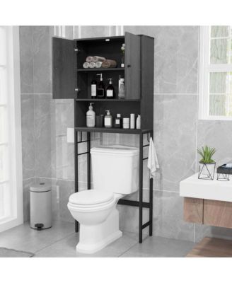 Over The Toilet Storage Cabinet Free Standing Toilet Rack with Adjustable Shelf