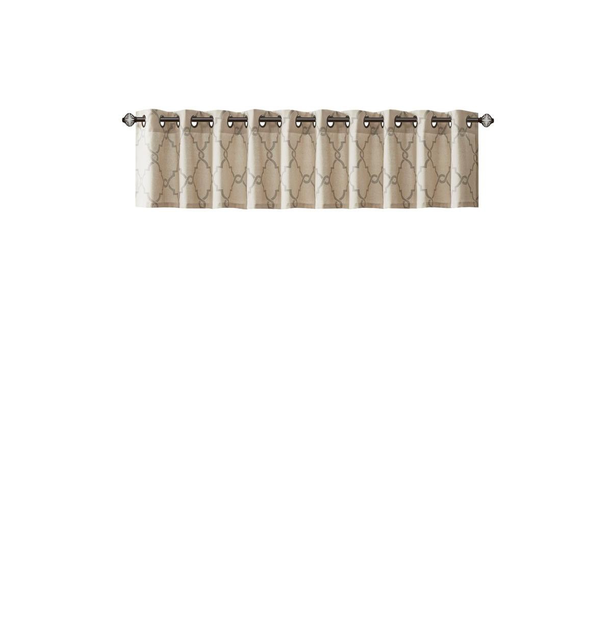 Madison Park Saratoga Fretwork Print Grommet Top Window Valance for Bedroom, 18 inch valances for windows for Living Room, Width 50 length 18 inches