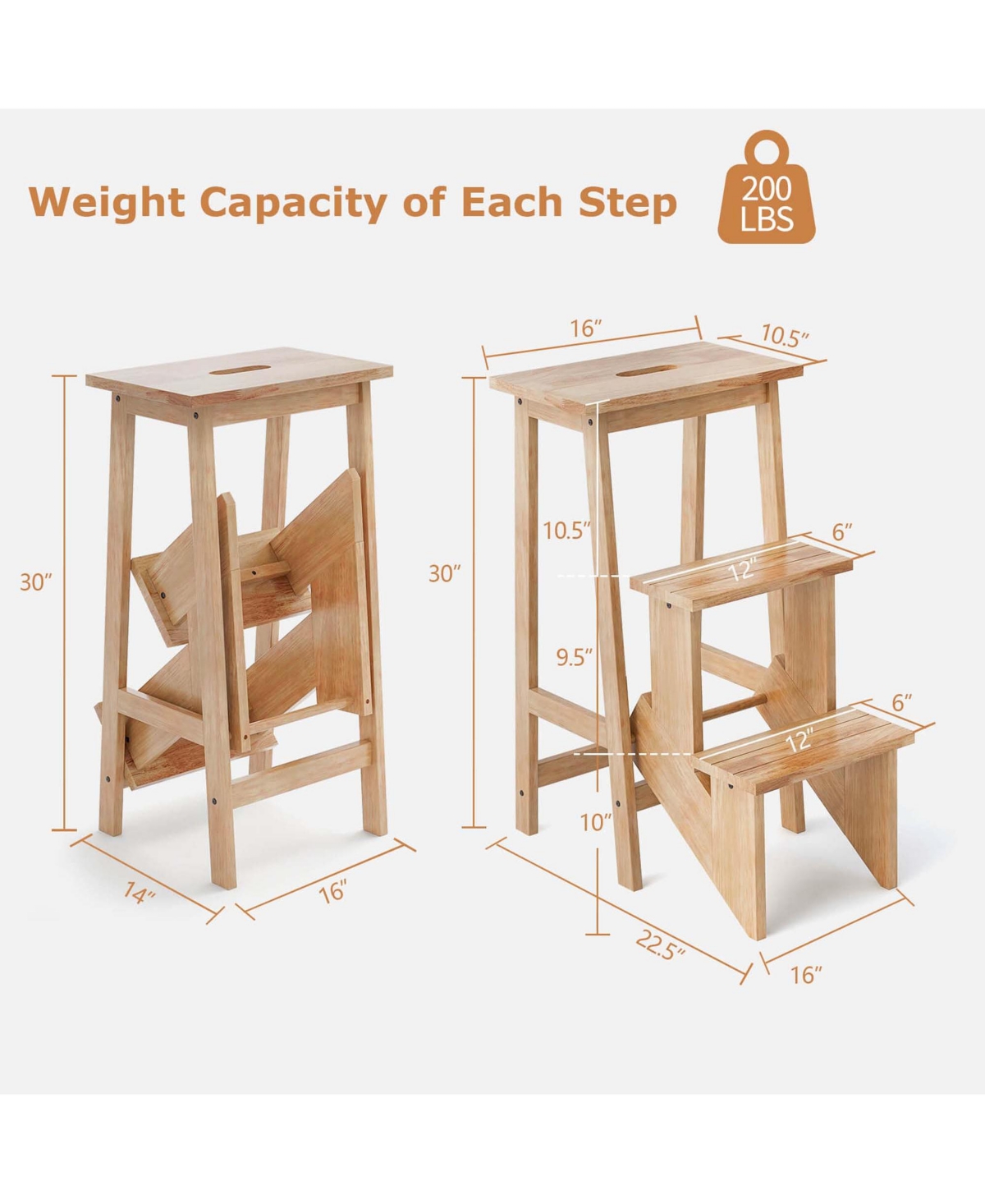 Costway Toddler Tier Step Stool 1 Folding Ladder Bench Storage Shelf