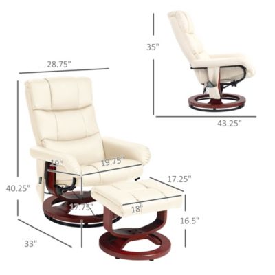 PU Leather Massage Recliner with Ottoman and Remote,