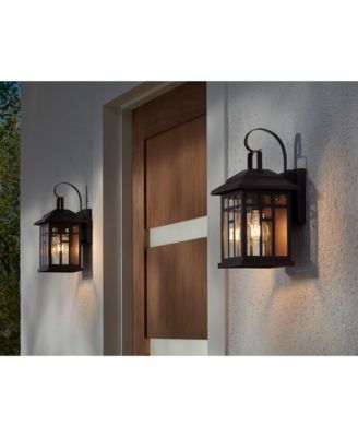 Outdoor Wall Lights Set of 2 Fixture Carriage Style Bronze 12 1/2" Clear Glass Lantern Exterior House Porch Patio