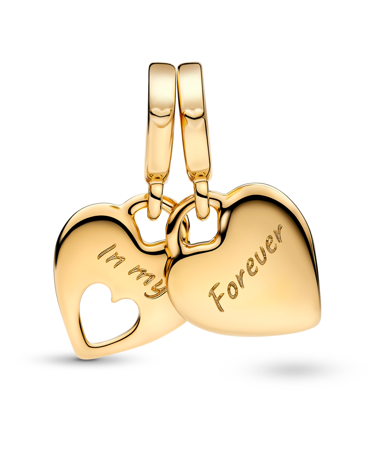 Pandora 14k Gold-plated Double Heart Split Dangle Charm In Gold