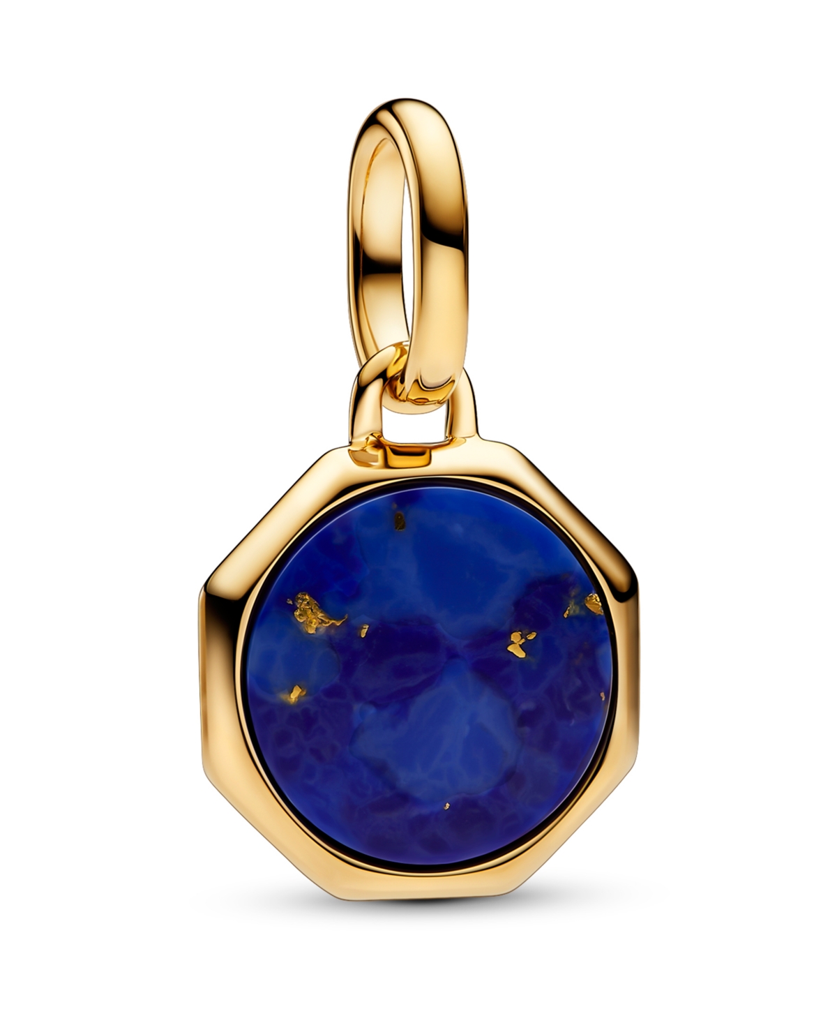 14K Gold-Plated Blue Engravable Mini Medallion Charm - Gold