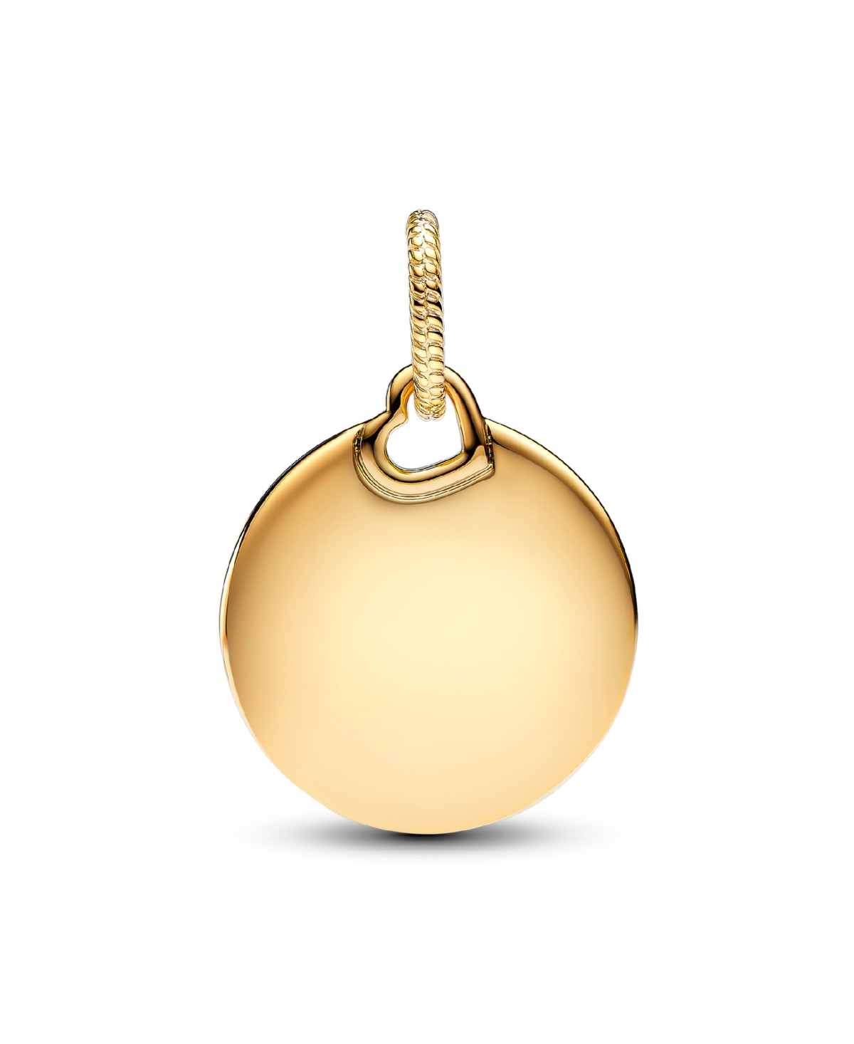Pandora 14k Gold-plated Engravable Round Tag Dangle Charm In Gold