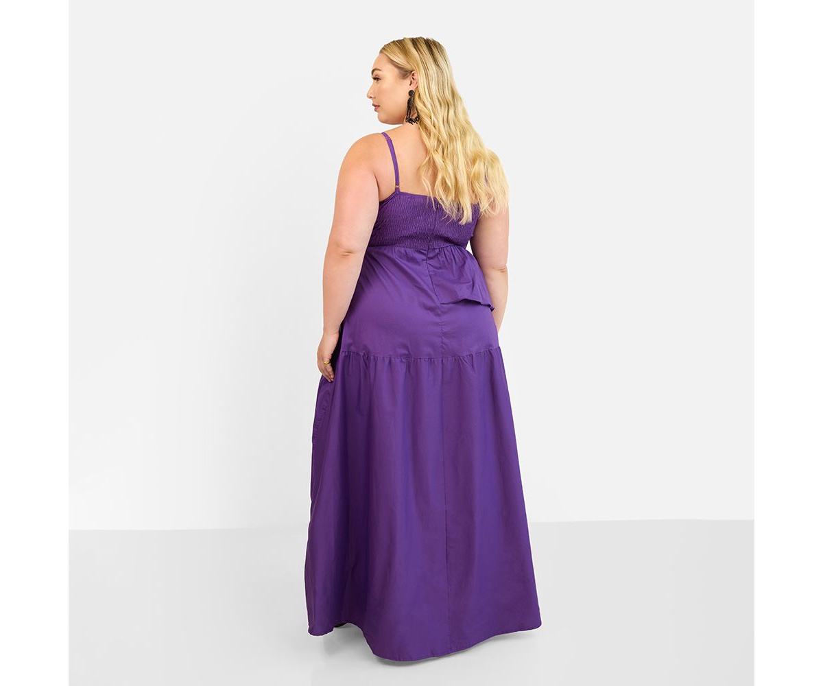 Rebdolls Plus Size Violette Poplin Corset Ruffle Maxi A Line Dress