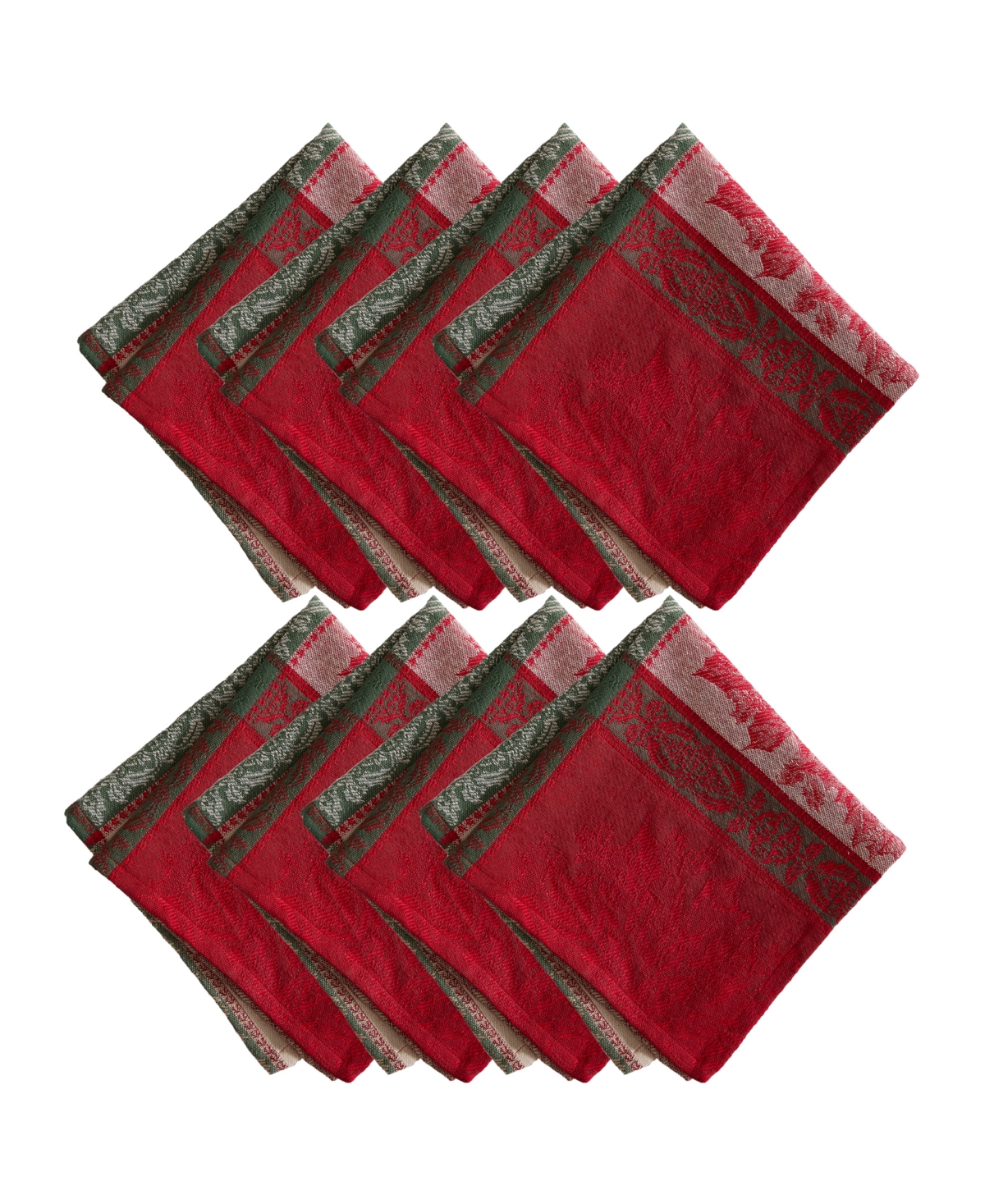 Elrene Prestige Poinsettia Jacquard Napkins 17"x 17", Set Of 8 In Multi