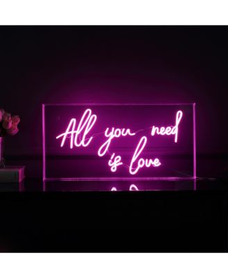 USB All You Need Is Love Contemporary Glam Acrylic Box USB Operated LED Neon Light