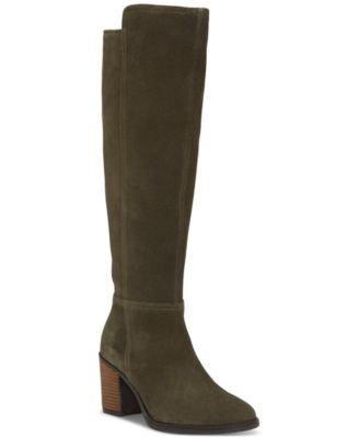 Lucky Brand - Women's Bonnay Extra Wide Calf Knee-High Dress Boots Khaki Suede