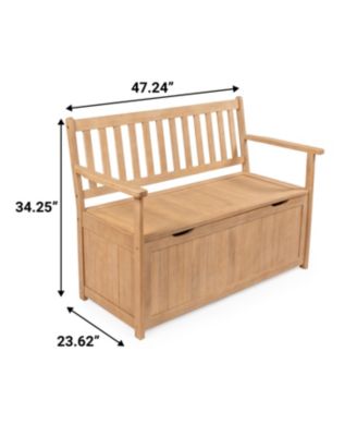 Sophie 48&amp;quot; Traditional Farmhouse Lift-Top Acacia Wood Storage &amp; Entry Bench, Light Teak Matte Finish