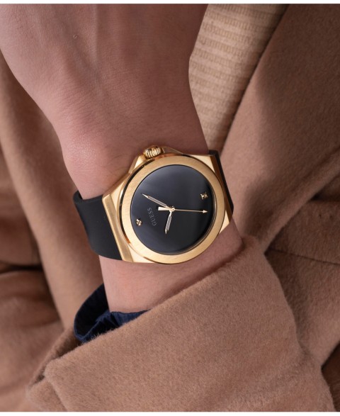 Мужские наручные часы GUESS Analog на чёрном силиконовом ремешке 44 мм