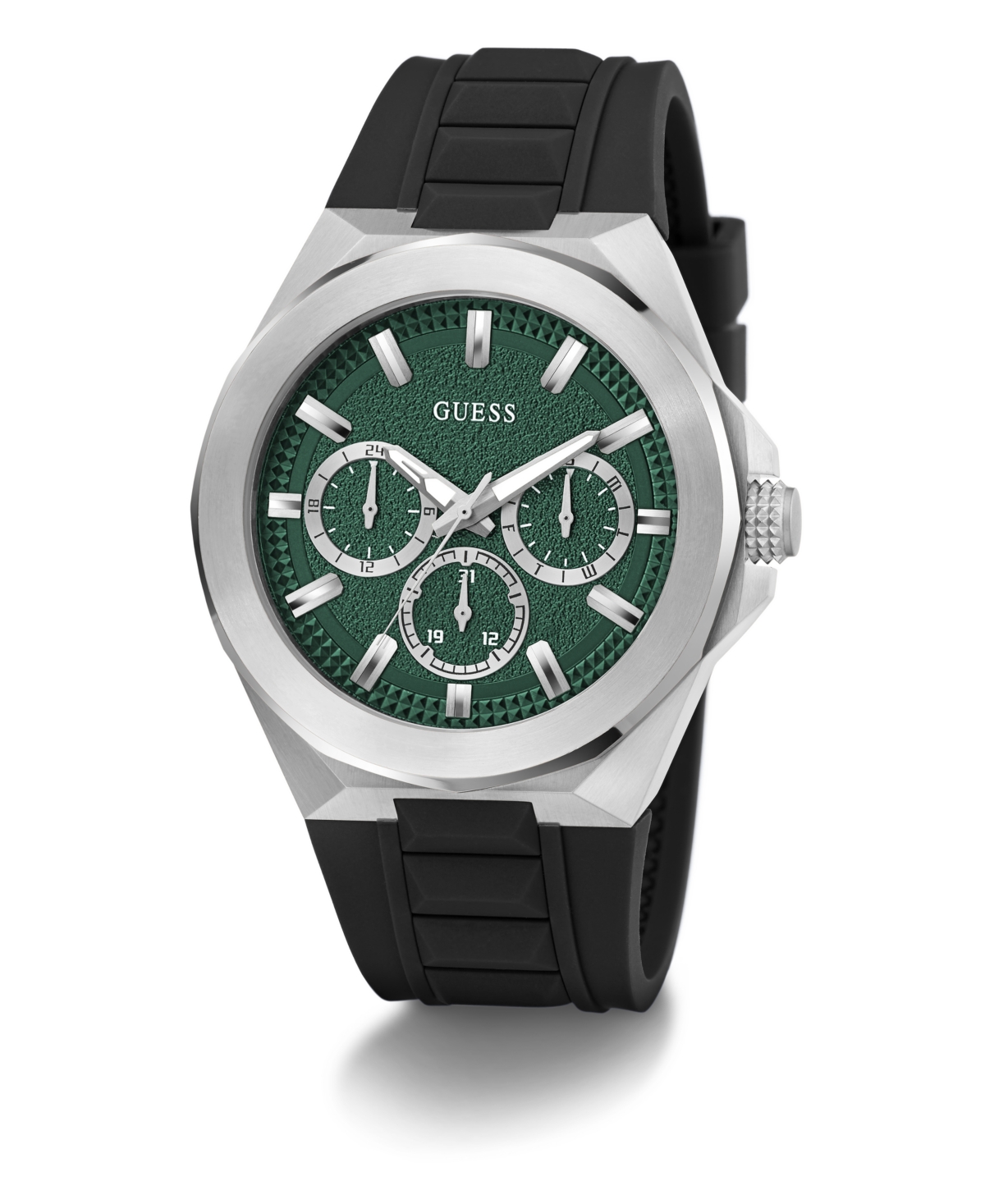 Guess Men's Multi-FunctionSilicone Watch 46mm - Black