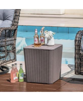 11.5 Gallon Water-proof Deck Box with Removable Lid Storage Container Side Table