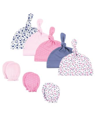Baby Boys Hudson Essential 8-Piece Set Knotted Beanie Hats and Anti-Scratch Mitts