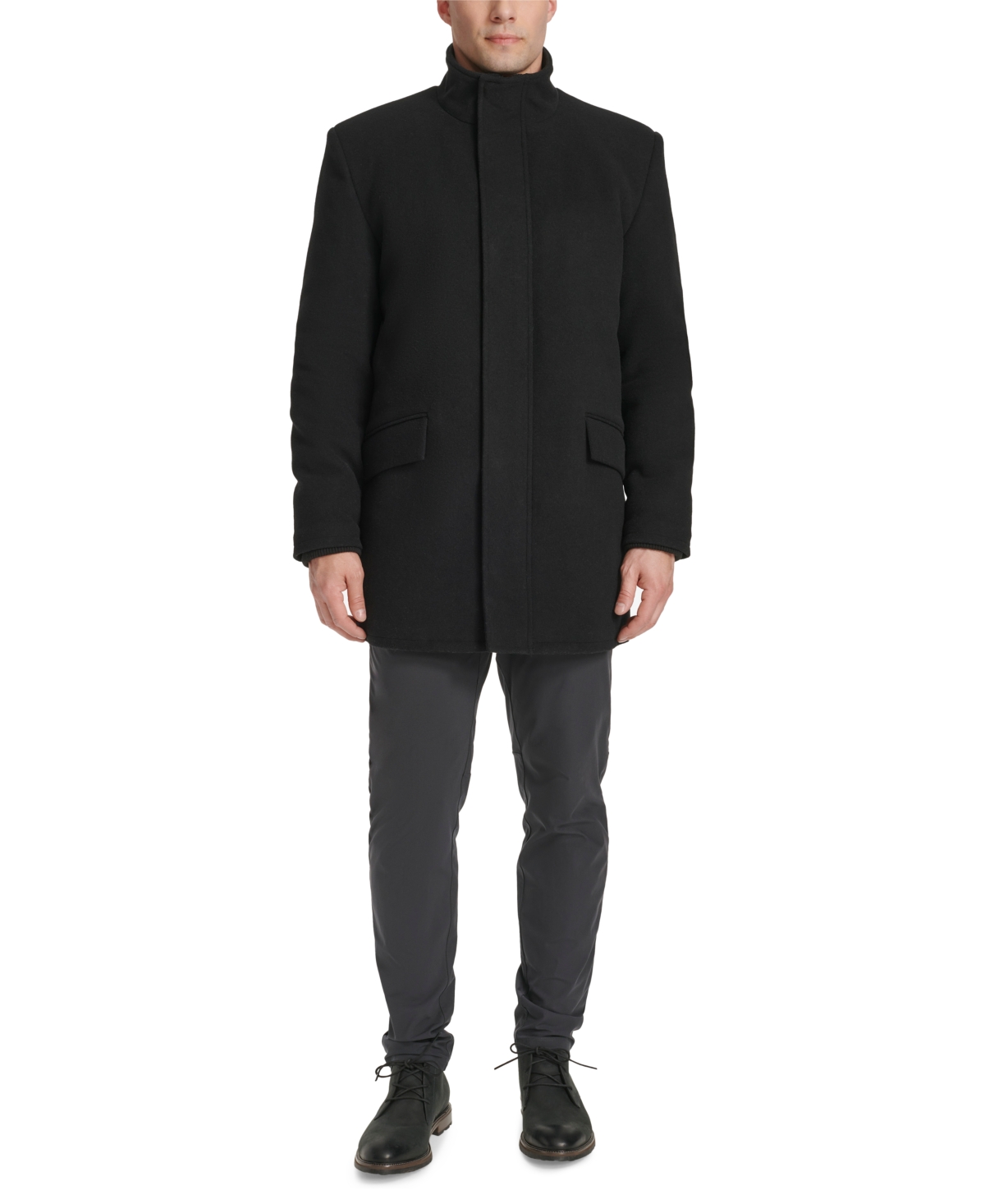 Cole Haan Men's Full-zip Stand-collar Car Coat In Black
