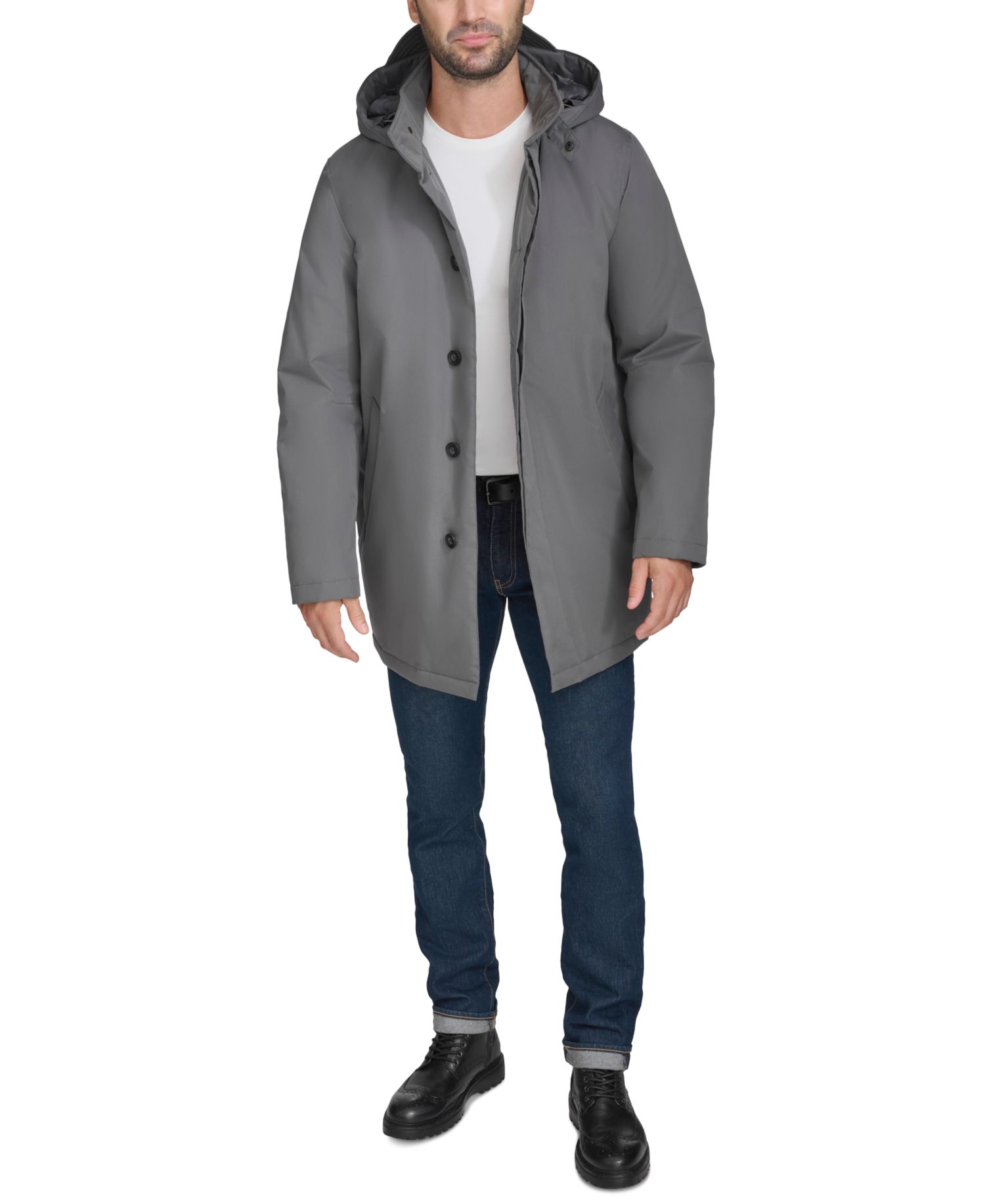 Men's Rain Coat with Removable Hood