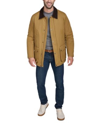 Men's Corduroy-Shirt-Collar Waxed Rain Jacket  