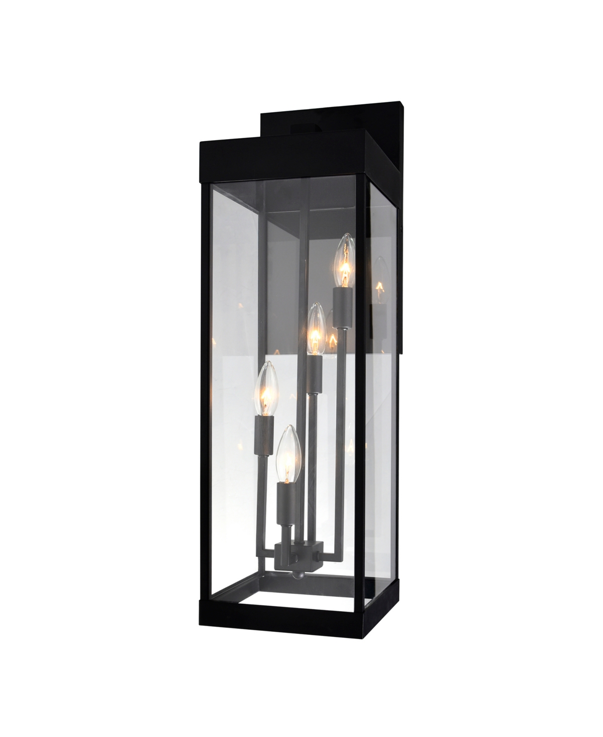Cwi Lighting 26" Metal Windsor 4 Light Outdoor Wall Light In Black