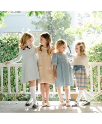 Girls' Quilted Puff Sleeve Dress