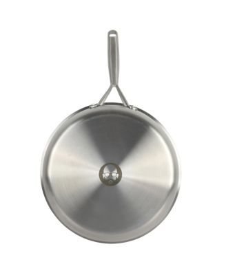 12 Inch Stainless Steel Triply Professional Grade Fry Pan w/ Stainless Lid