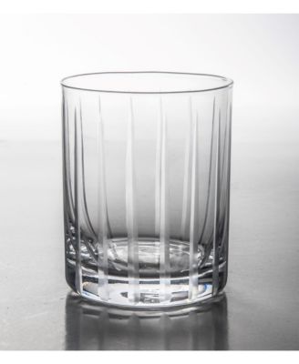 4 Piece 14 OZ DOF Old Fashioned Drinking and Whiskey Glass - Etched Handmade Clear Glass