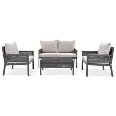 Streamdale 4-Piece Grey Patio Furniture Set with Cushions