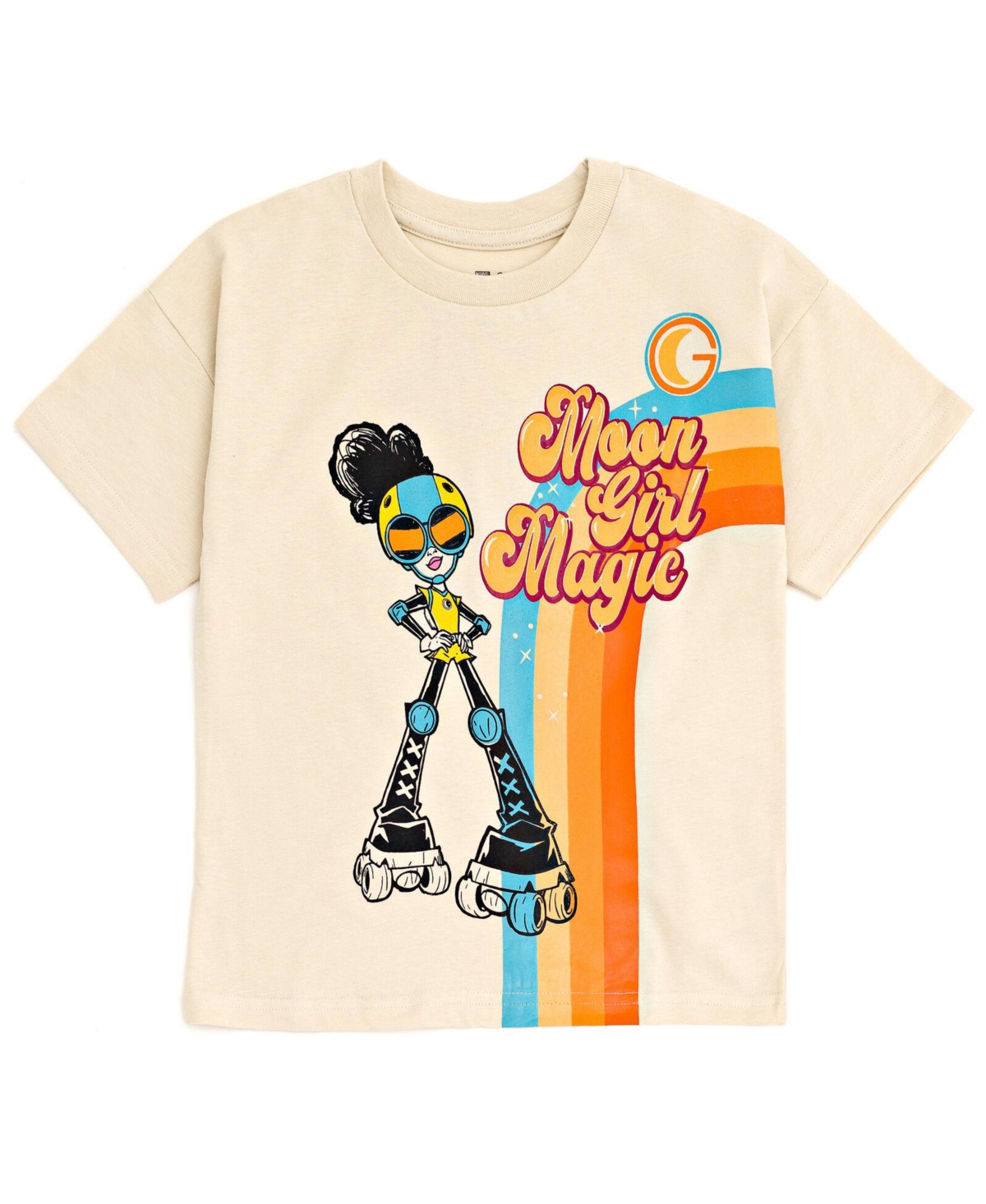 Marvel Girls Moon Devil Dinosaur Oversized Drop Shoulder T-Shirt and Bike Shorts Outfit Set to -/ orange