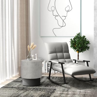 Concrete Finish Accent Table, Round Side Table,