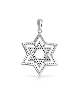 Black and White CZ Judaica Hanukkah Star of David Pendant Necklace Sterling Silver