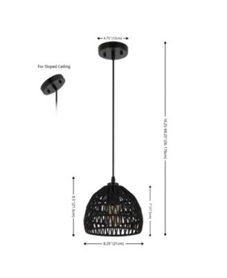 Campana 8.25" 1-Light Bohemian Modern Woven Rope/Iron LED Pendant, White