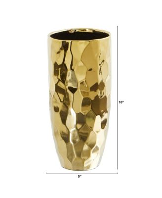 Designer Gold Cylinder Vase Luxurious Home Decor Accent