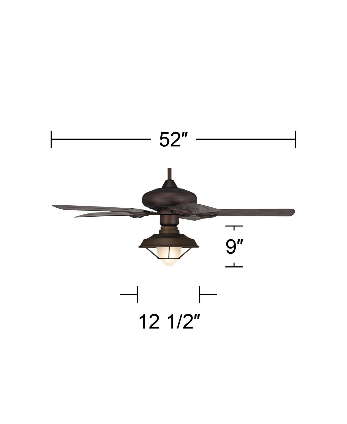 Orb Modern Industrial Indoor Outdoor Ceiling Fan with Led Light Oil Rubbed BronzeFrosted Glass Cage Wet Rated for Patio Exterior House Porc