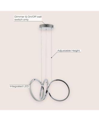 Helix 24" 1-Light Contemporary Minimalist Aluminum Ribbon Integrated LED Pendant, Chrome/Silver