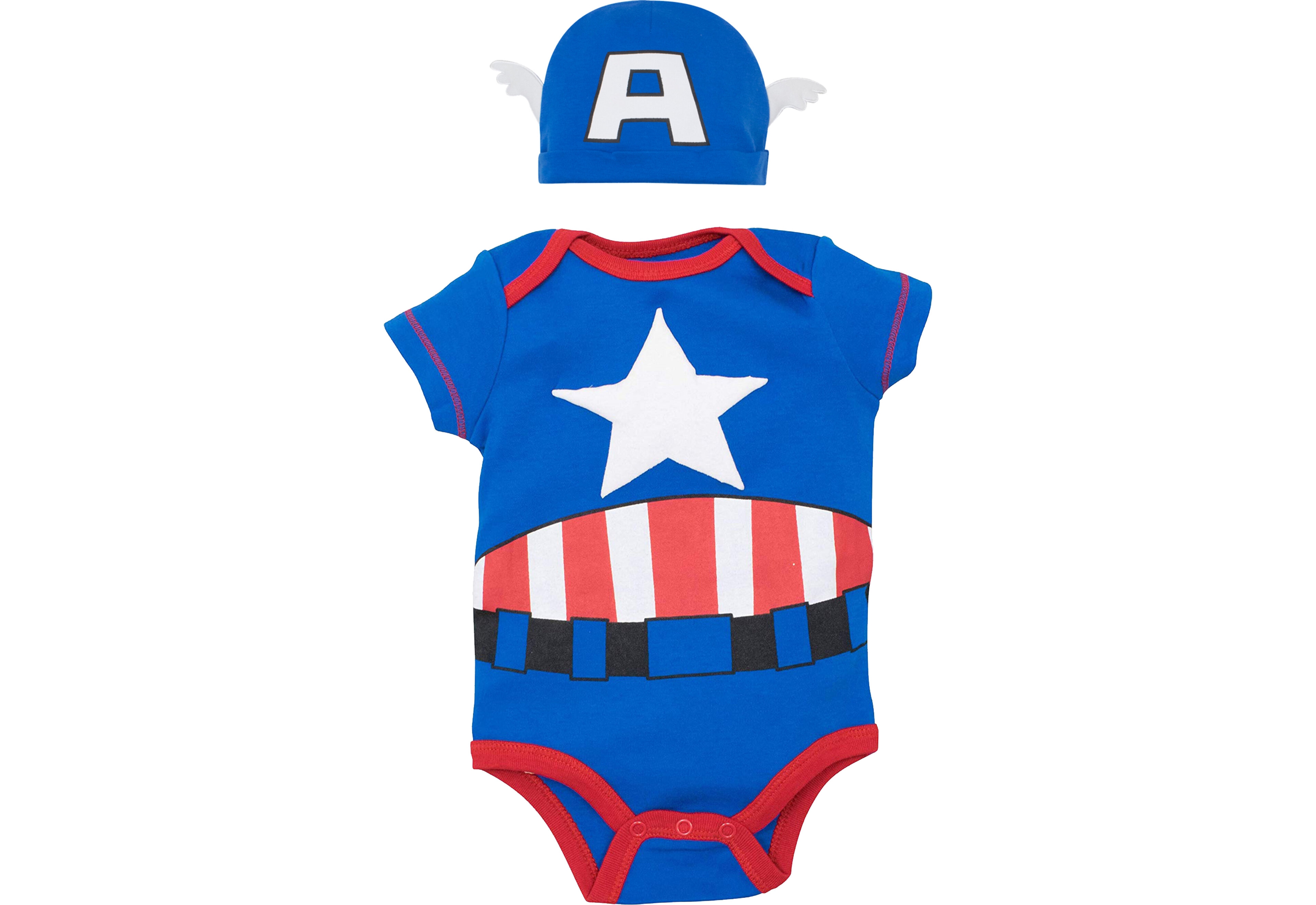 Avengers Baby Boys Cosplay Bodysuit and Hat Set