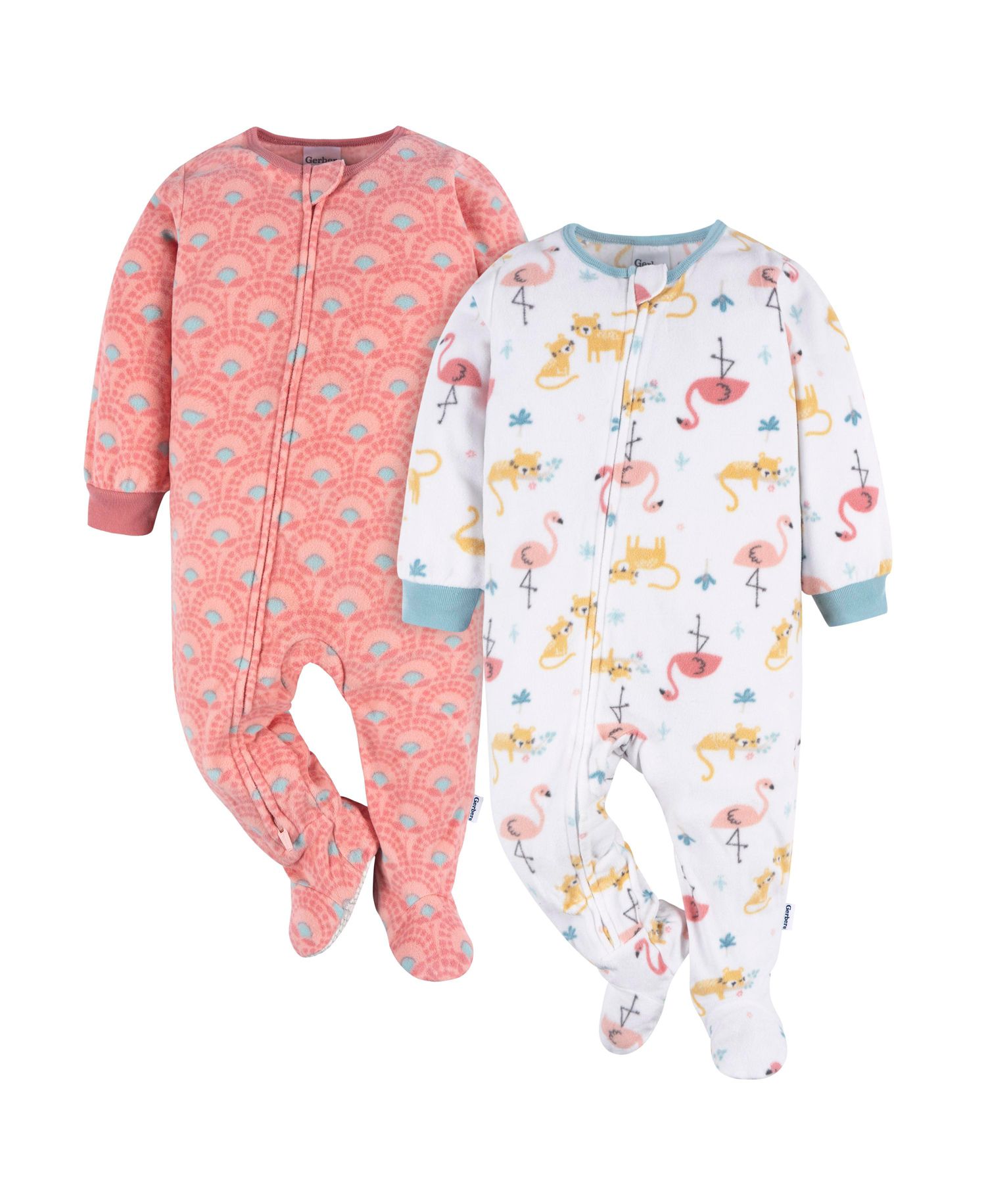 Baby Girls Footed Blanket Sleepers, 2-pack