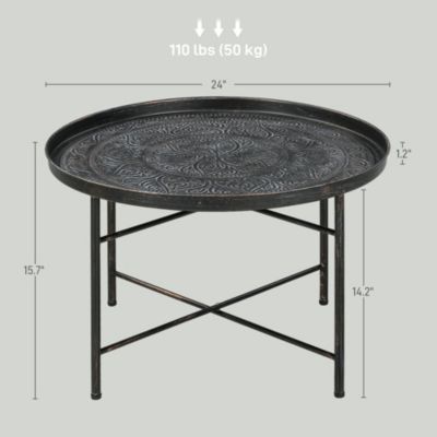 24" Round Table with Hamme Tray Top & Metal Frame,
