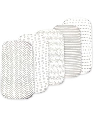 Baby Bassinet Sheet Set for Boy and Girl, 5 Pack, Universal Fitted for Oval, Hourglass & Rectangle Bassinet Mattress, Fitted Sheets.