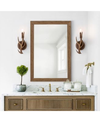 Cody 5.5" 1-Light Southwestern Bohemian Resin/Iron Faux Antler LED Sconce, Brown Wood Finish (Set of 2)