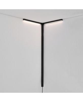 Madsen 18.25" 2-Light Modern Minimalist Iron Integrated Plug-In LED Sconce for Ceiling Corner with App/Remote Controllers, Black