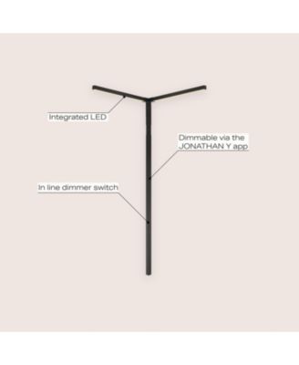 Madsen 18.25" 2-Light Modern Minimalist Iron Integrated Plug-In LED Sconce for Ceiling Corner with App/Remote Controllers, Black