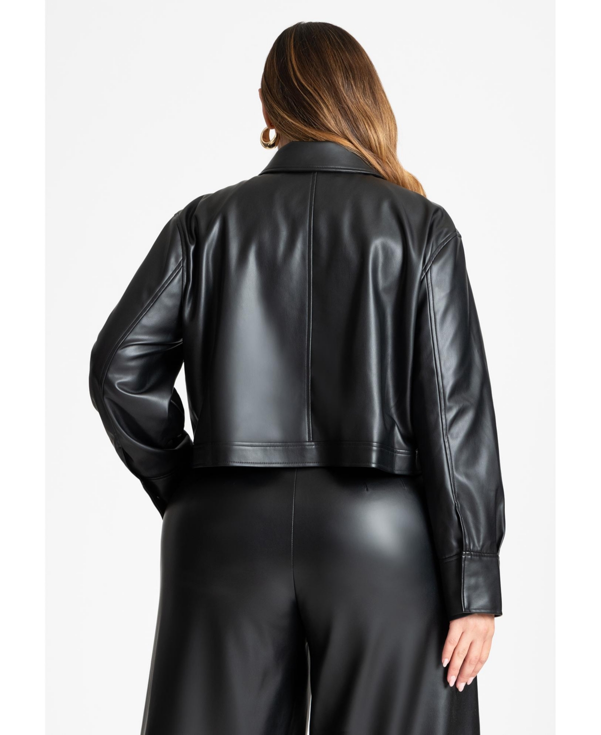 Eloquii Women's Cropped Faux Leather Jacket