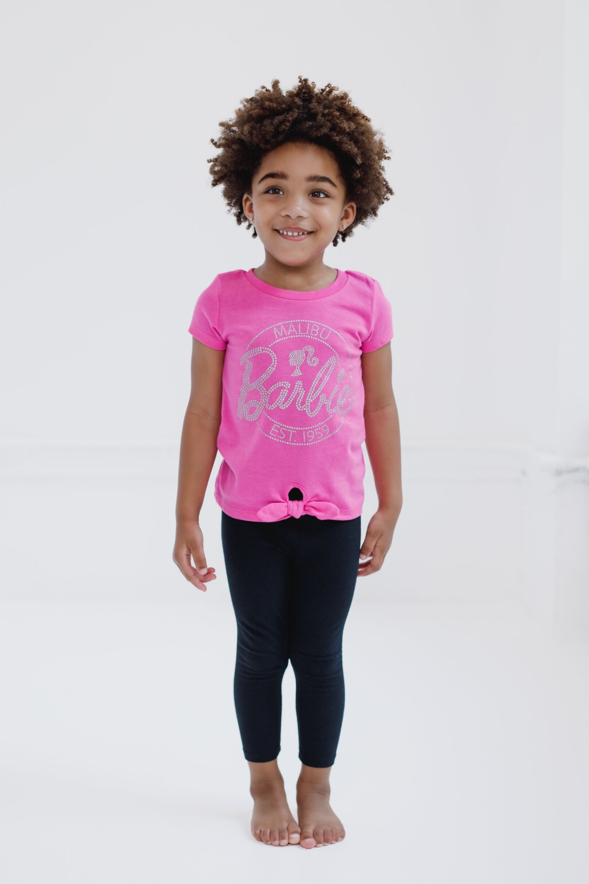 Barbie Girls T-Shirt and Leggings Outfit Set Toddler to Big Kid Sizes (2T - 14-16) -/ black